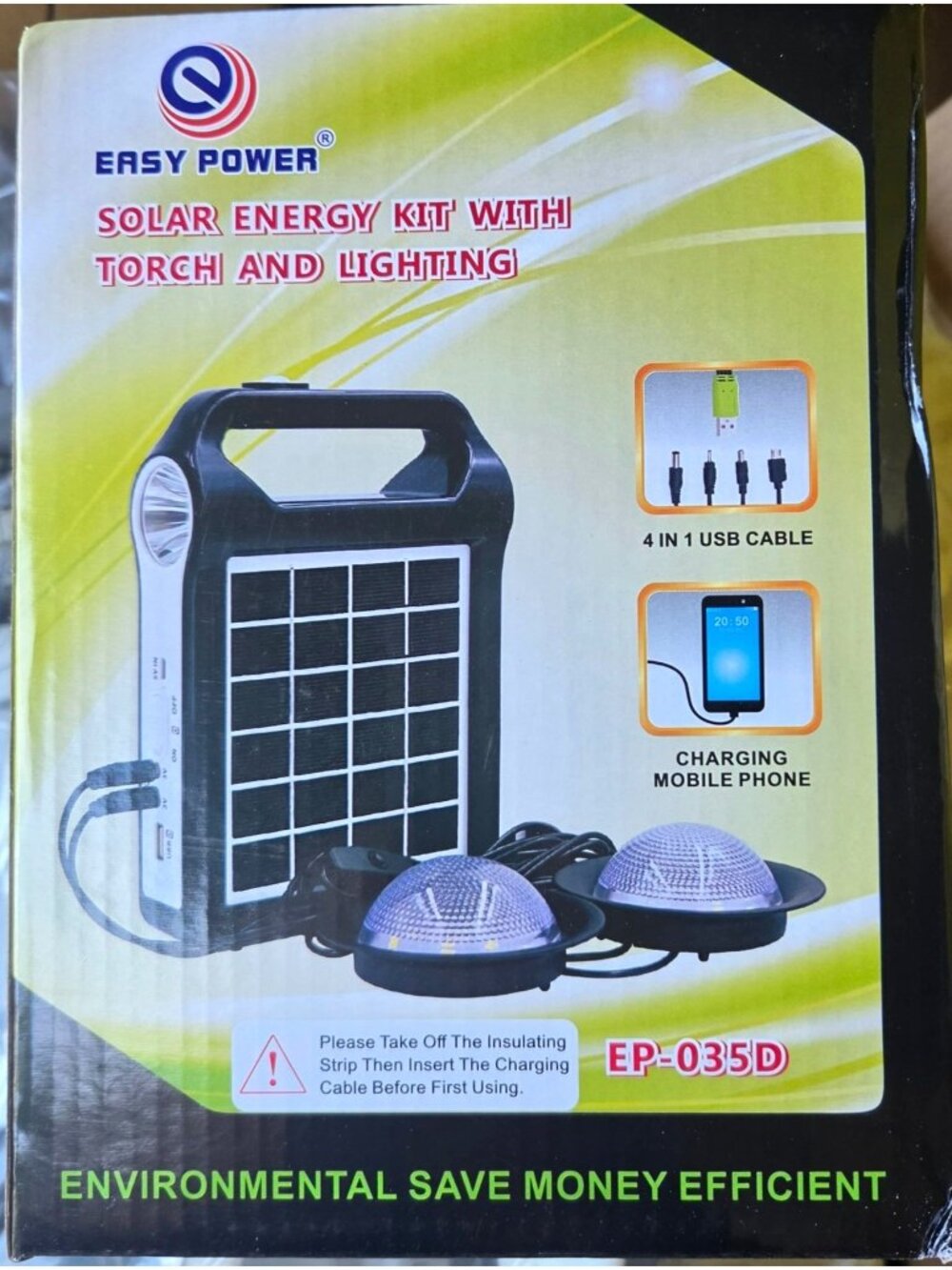 Portable Solar Lighting System USB Charger 6V Solar Panel Power Storage Recharg